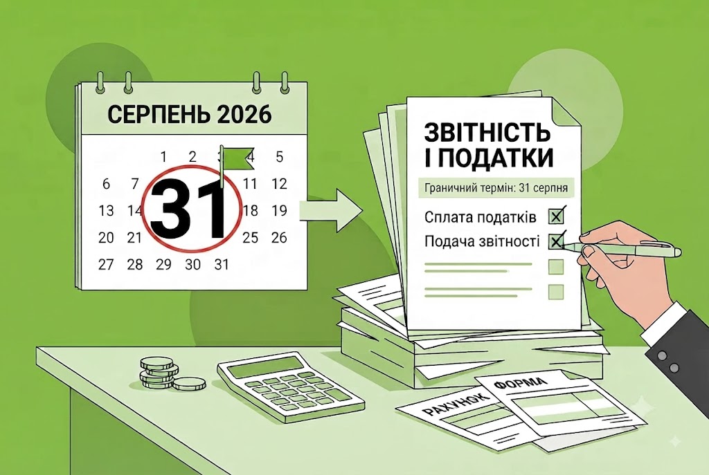 31 серпня – останній день сплати податків за липень 2026 року