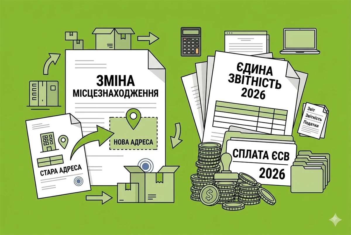 Зміна місцезнаходження: правила подання єдиної звітності та сплати ЄСВ у 2026 році
