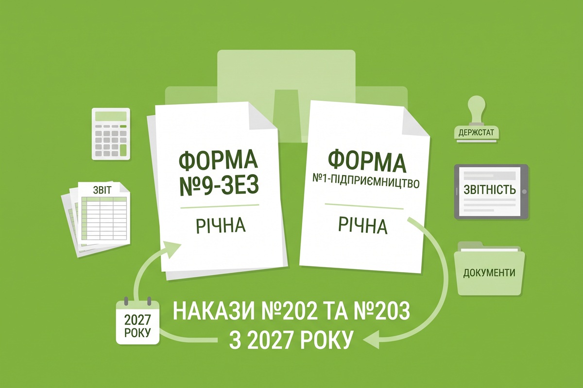 Нові форми №9-ЗЕЗ та №1-підприємництво (річна) з 2027 року: Держстат затвердив накази №202 та №203
