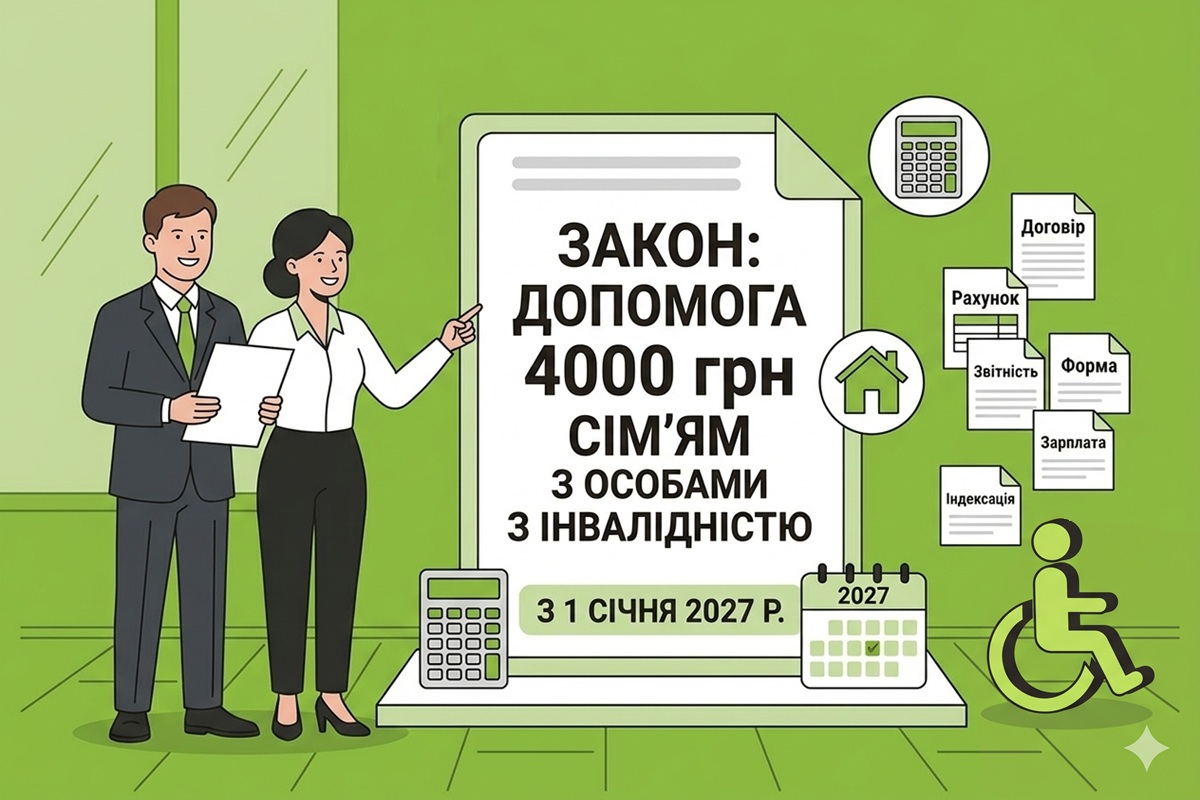 Допомога 4000 грн сімʼям з особами з інвалідністю з 1 січня 2027 р.: прийнято закон