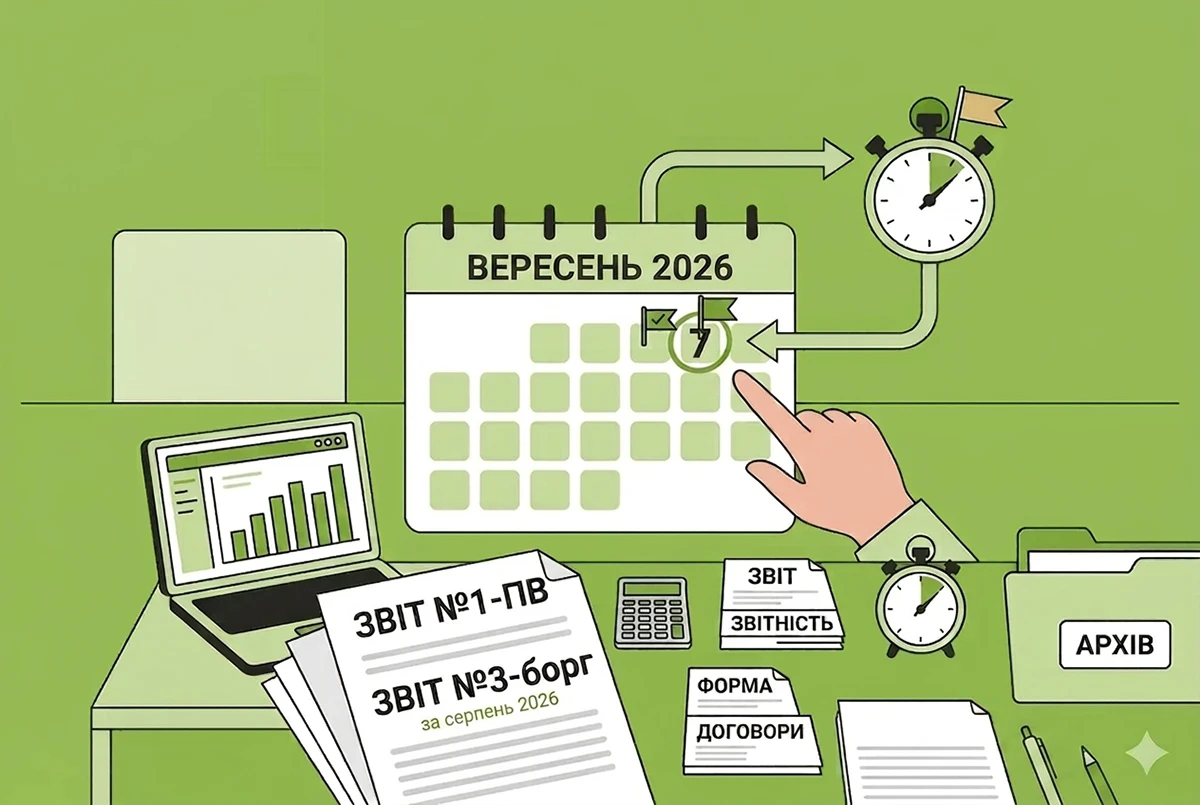 7 вересня – граничний термін подання статзвітів №1-ПВ та №3-борг за серпень 2026 року