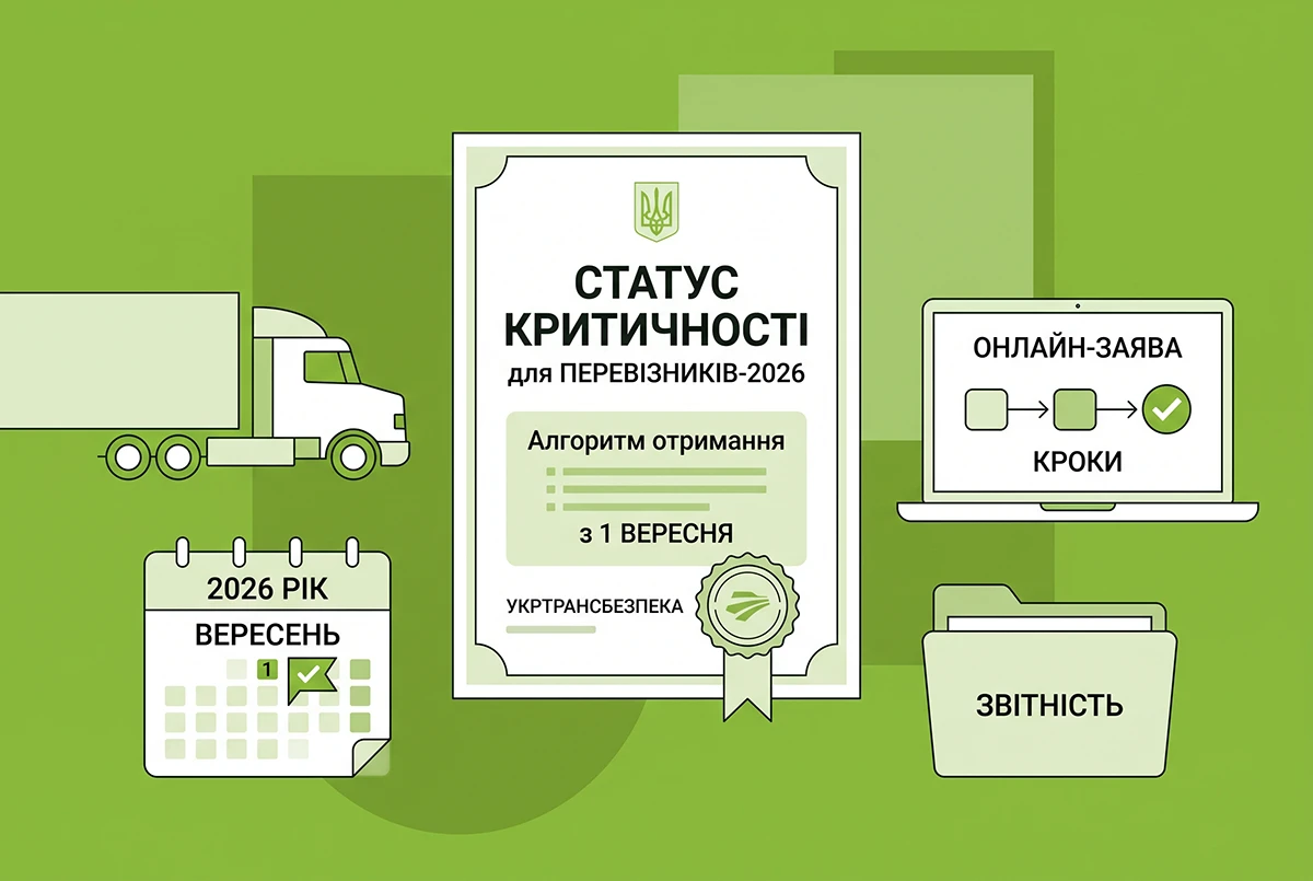 Статус критичності перевізників-2026: алгоритм отримання з 1 вересня від Укртрансбезпеки