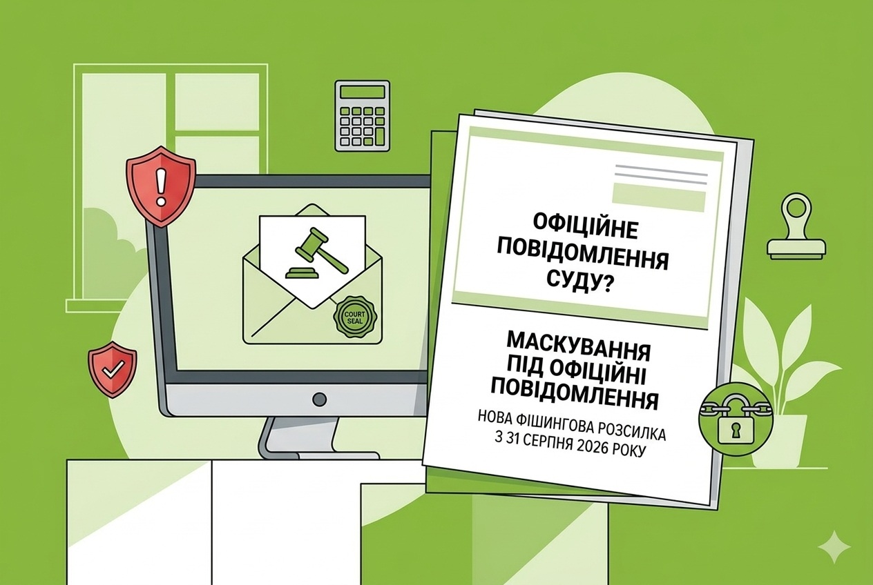 Маскування під офіційні повістки суду за позовом ДПСУ: нова фішингова розсилка з 31 серпня 2026 року