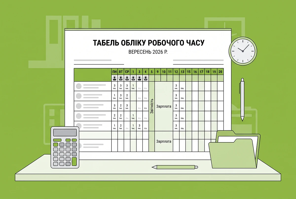 Табель обліку використання робочого часу за вересень 2026 року: відповіді на питання та приклади заповнення