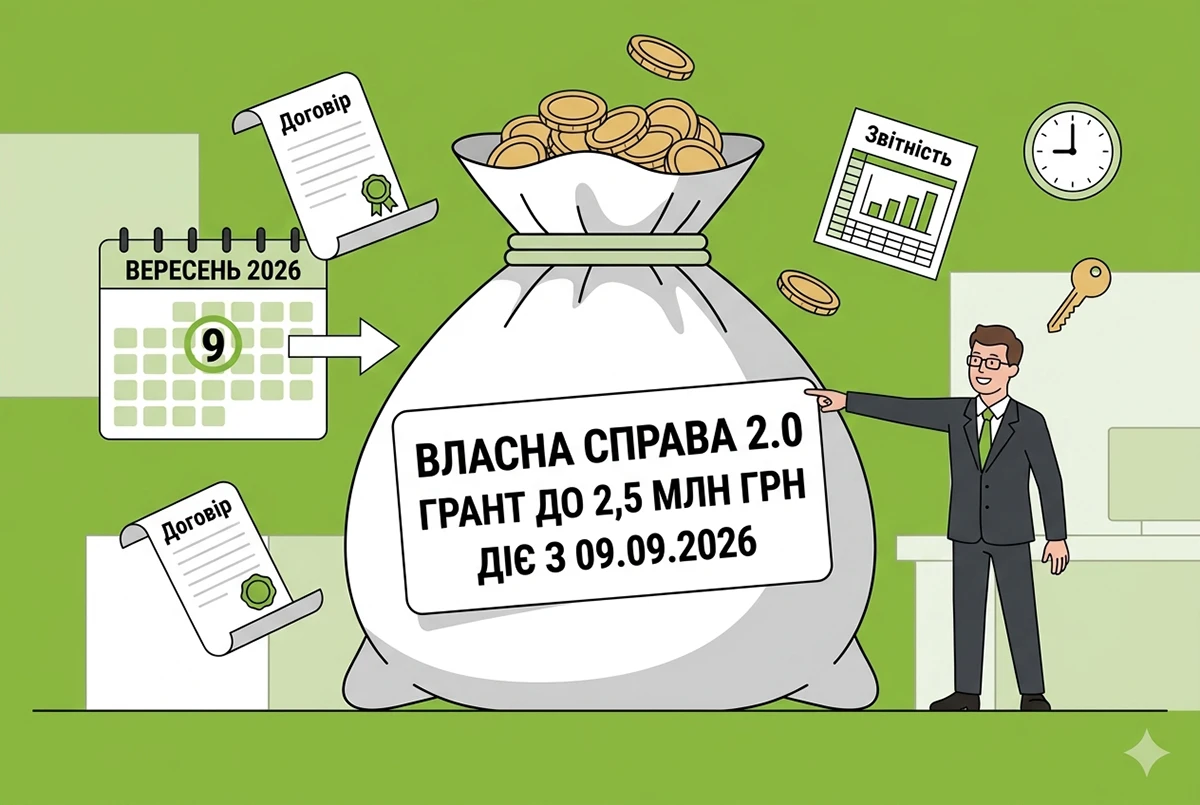 «Власна справа 2.0» дає гранти до 2,5 млн грн: нові правила у 2026 році