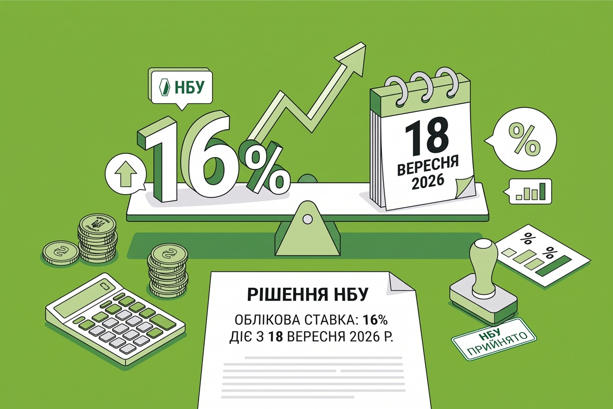 Облікова ставка 16% діятиме з 18 вересня 2026 р.: нове рішення НБУ