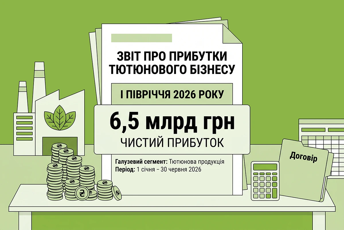 Тютюновий бізнес в Україні отримав 6,5 млрд грн прибутку за І півріччя 2026 року