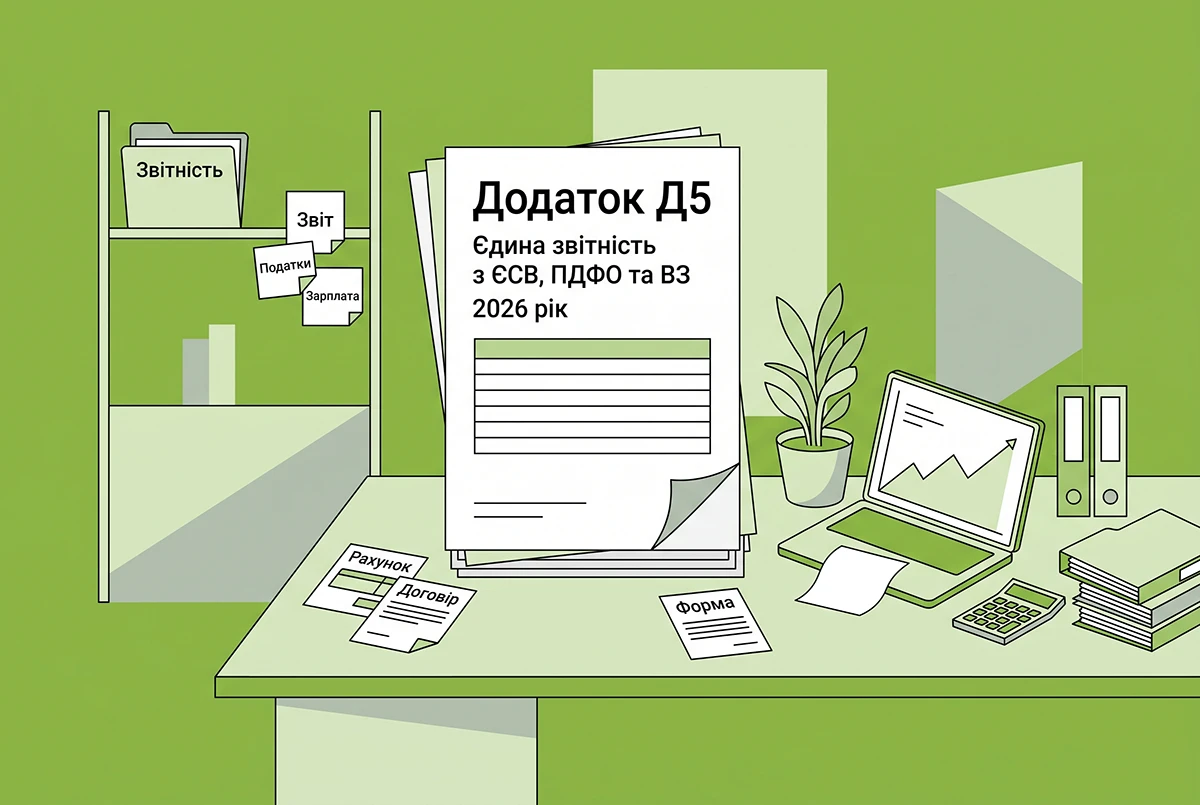 Додаток Д5 до Єдиної звітності з ЄСВ, ПДФО та ВЗ у 2026 р.: загальні правила, приклади та зразки заповнення