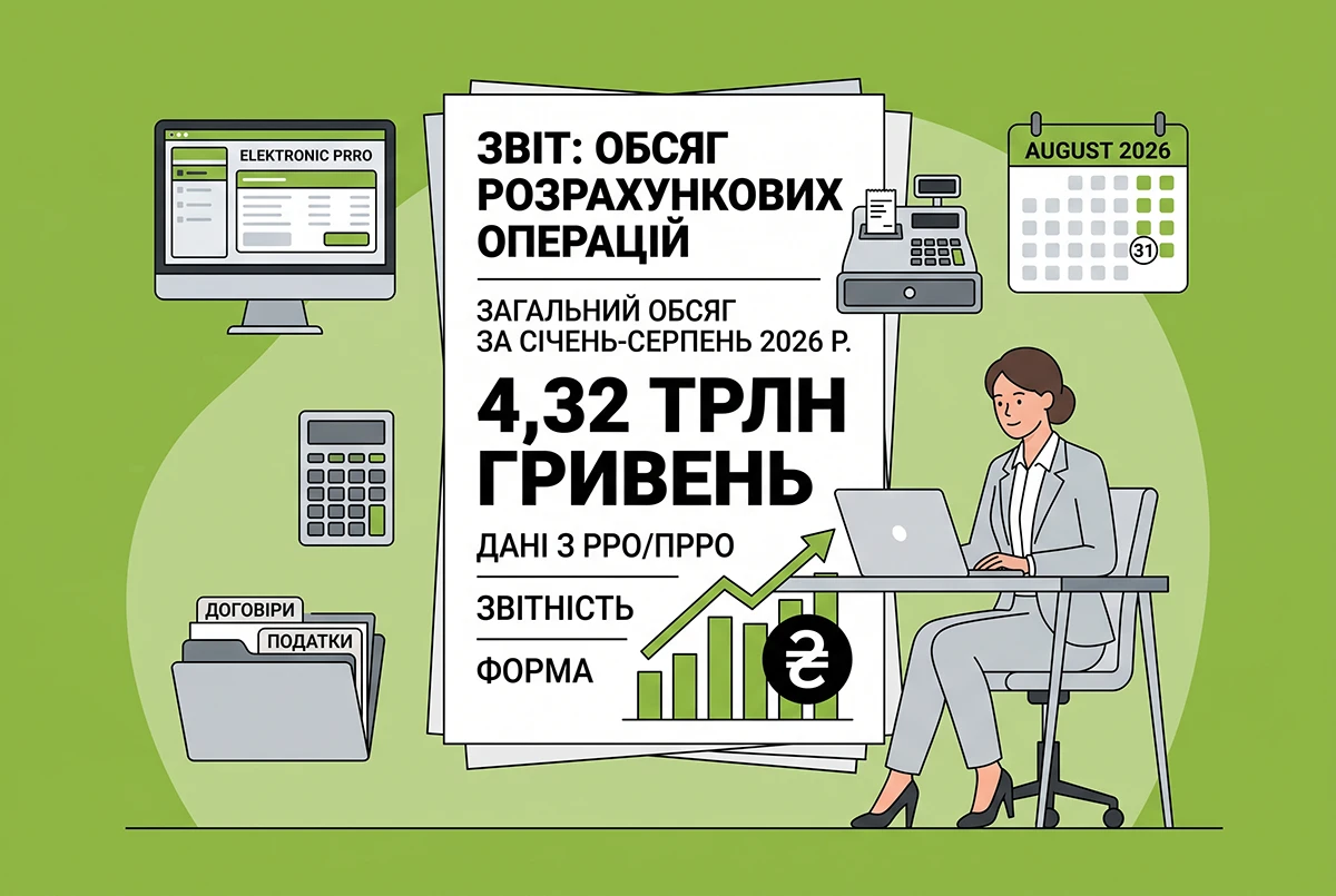 4,32 трлн гривень – загальний обсяг розрахункових операцій через РРО/ПРРО за січень-серпень 2026 р.