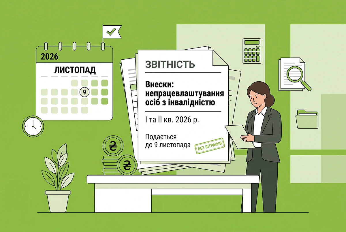 Звіти з внесків за непрацевлаштування осіб з інвалідністю за І та ІІ кв. 2026 р. без штрафів: умови від ДПС