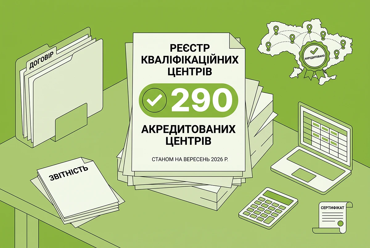 Cтаном на вересень 2026 року в Україні вже працюють 290 акредитованих кваліфікаційних центрів