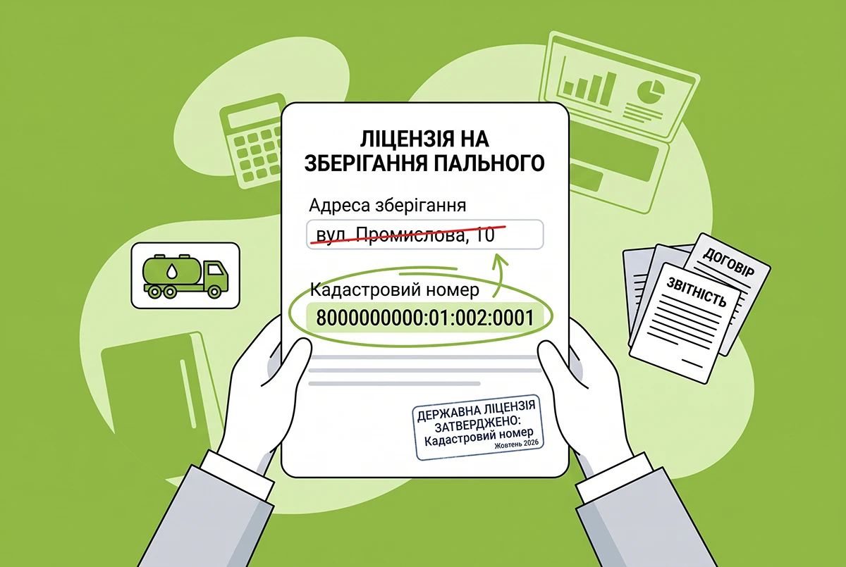 Кадастровий номер замість адреси зберігання пального: як оформити ліцензію у 2026 р.