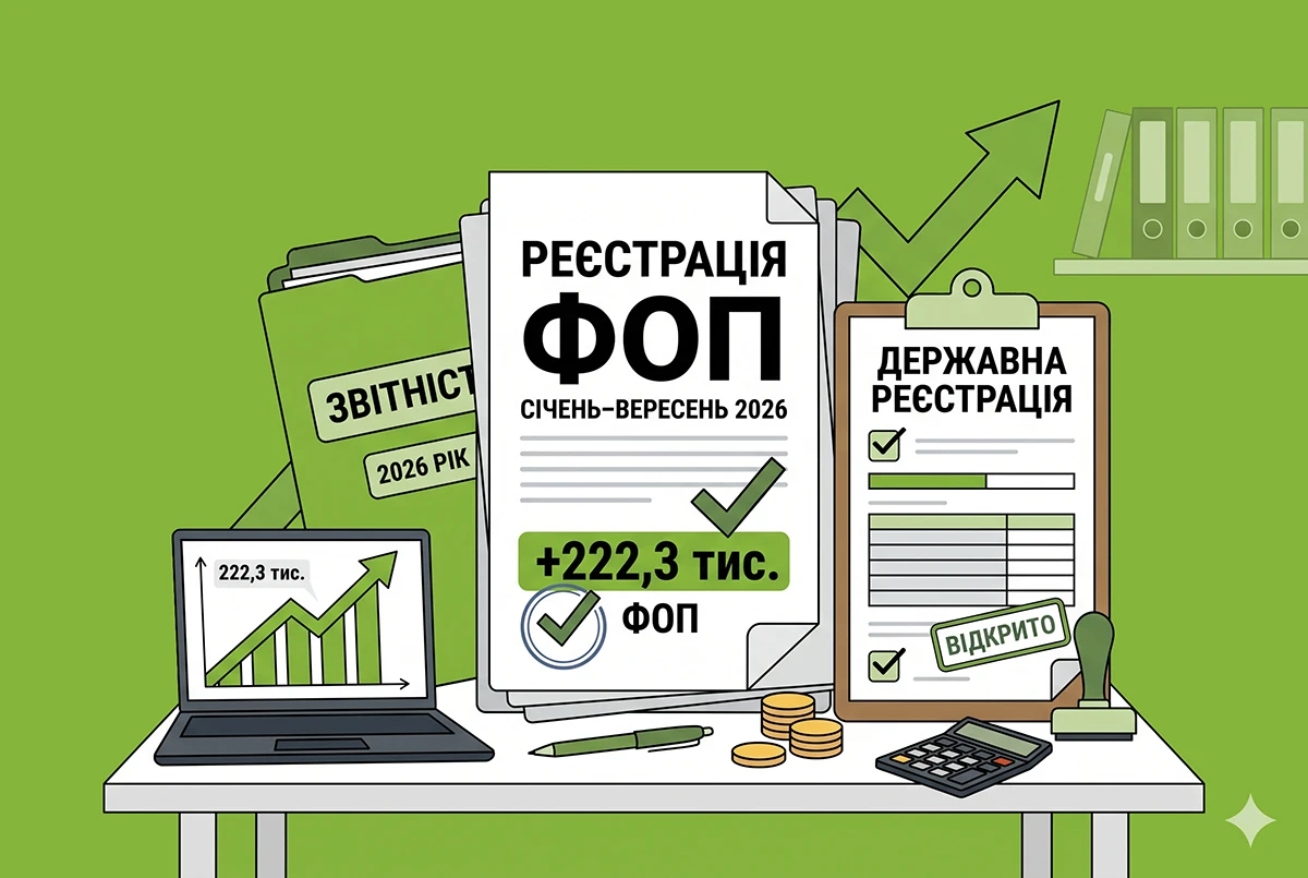 В Україні за січень–вересень 2026 року відкрили 222,3 тис. ФОПів: дані від Опендатабот