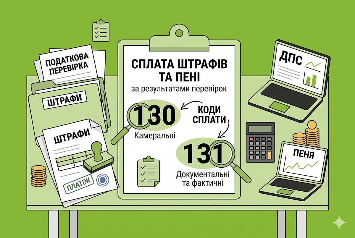 Код виду сплати зазначити в платіжці для штрафів і пені у 2026 р.: роз'яснення ДПС