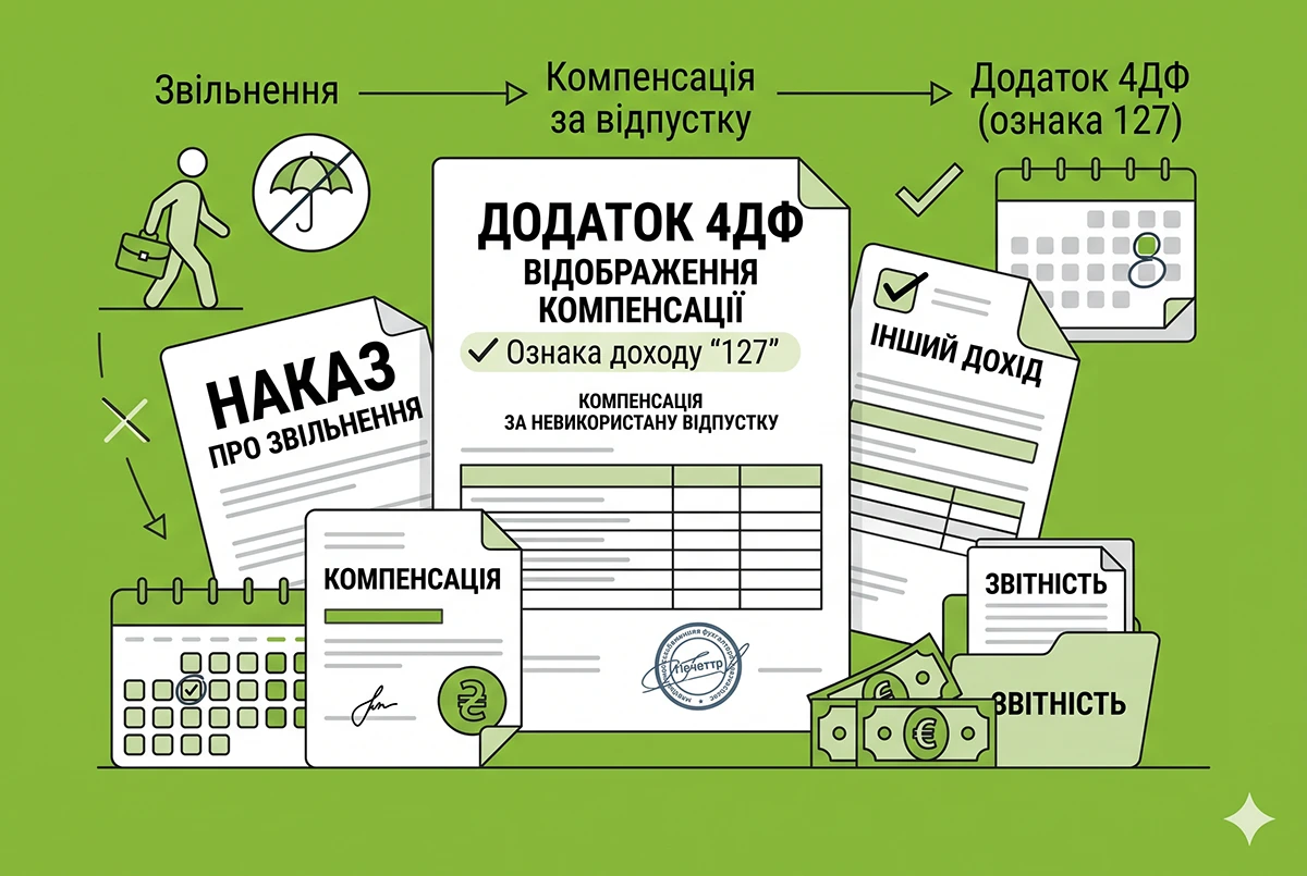 Яку ознаку доходу зазначати в 4ДФ для компенсації невикористаної відпустки: роз'яснення ДПС