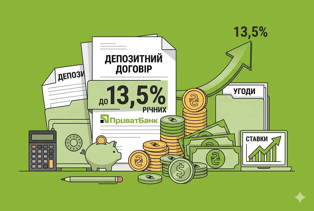 ПриватБанк підвищив ставки за гривневими депозитами до 13,5% річних