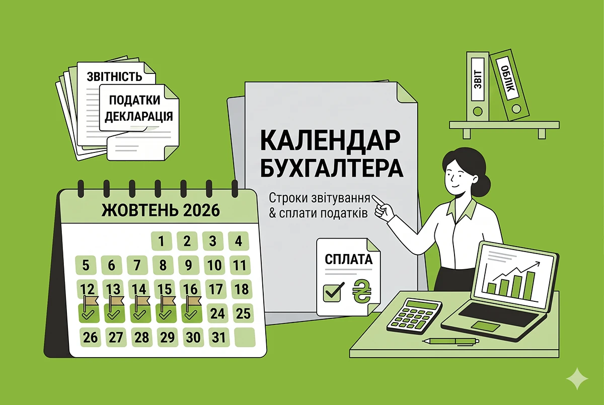 Календар бухгалтера на 19 – 23 жовтня 2026 року: усі строки звітування та сплати податків