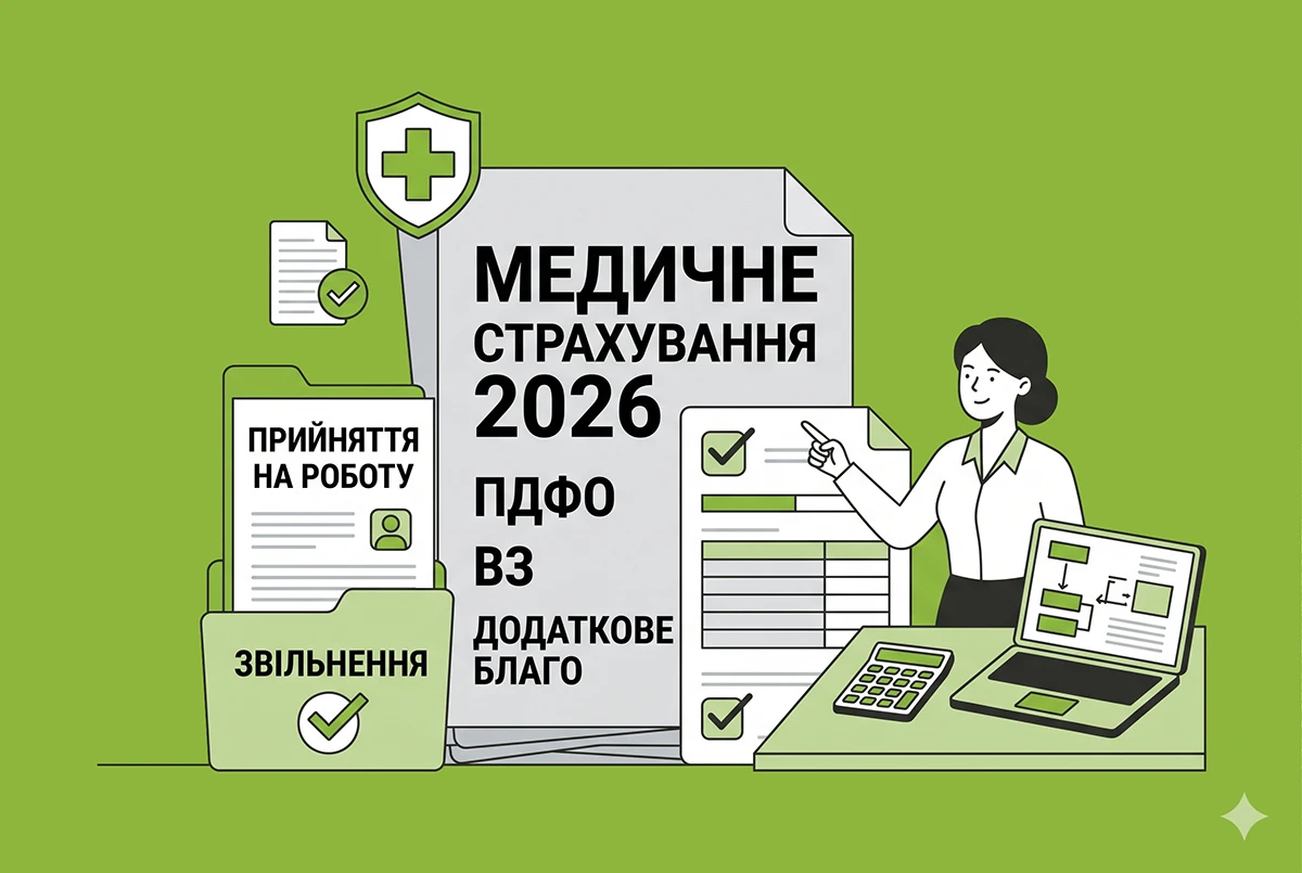 Медичне страхування працівників і податки: ПДФО, ВЗ та додаткове благо в разі прийняття і звільнення у 2026 р.