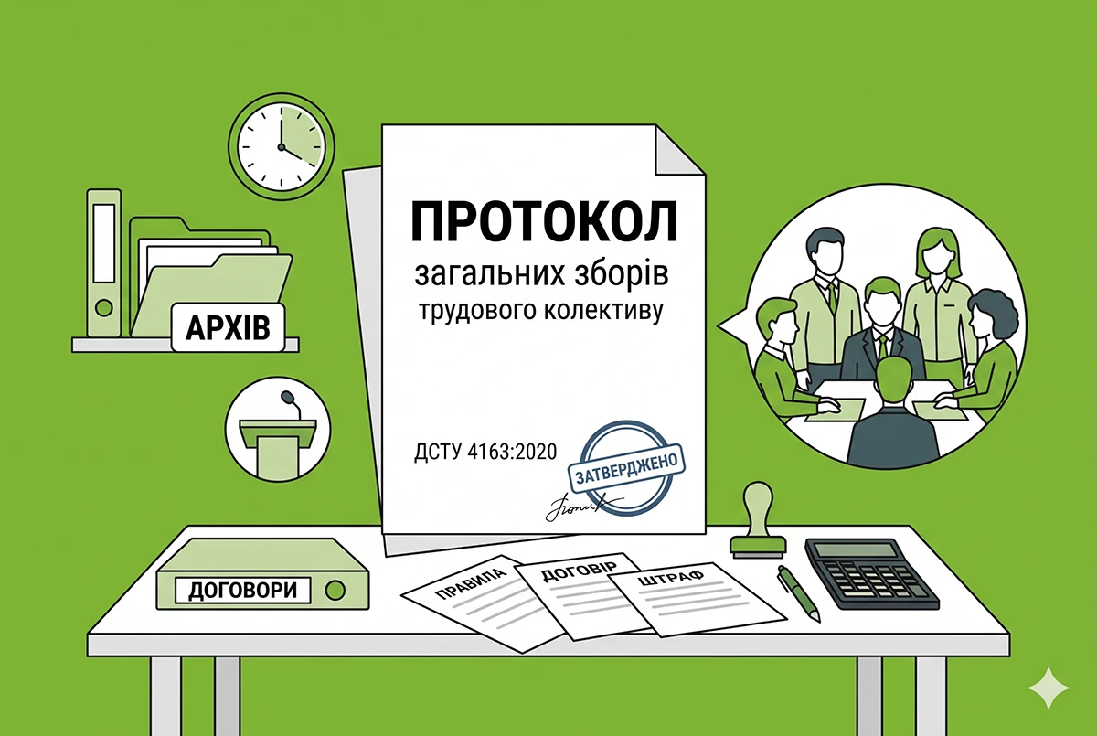 Протокол загальних зборів щодо роботи під час «жовтої» тривоги: правила оформлення за ДСТУ 4163:2020 + зразок