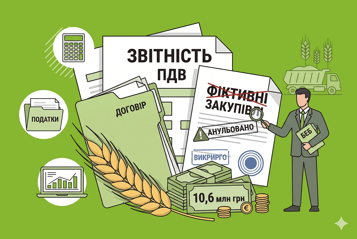 Фіктивні закупівлі зерна у 2026 р.: агропідприємство відшкодувало 10,6 млн грн податків