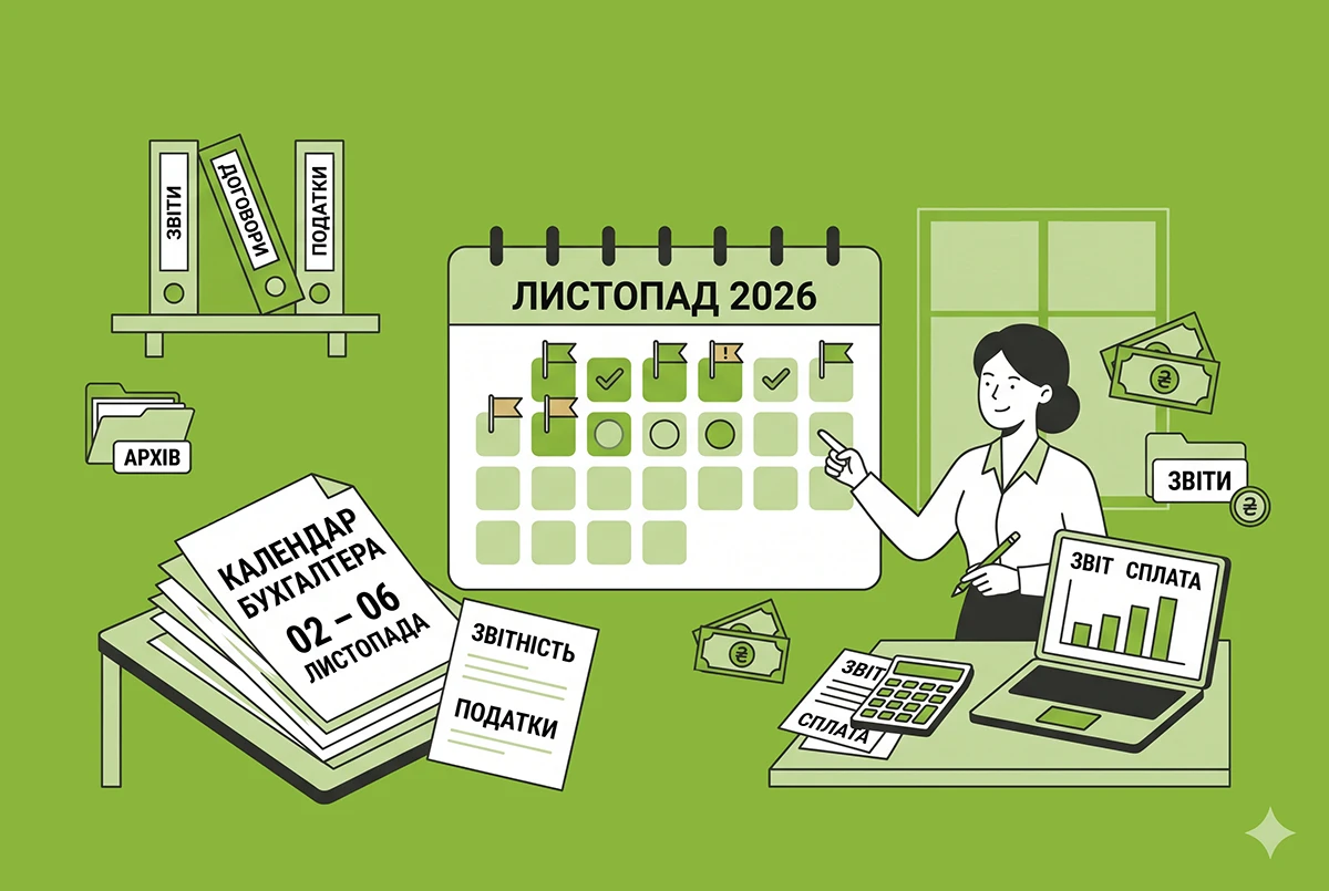 Календар бухгалтера на 02 – 06 листопада 2026 року: усі строки звітування та сплати податків