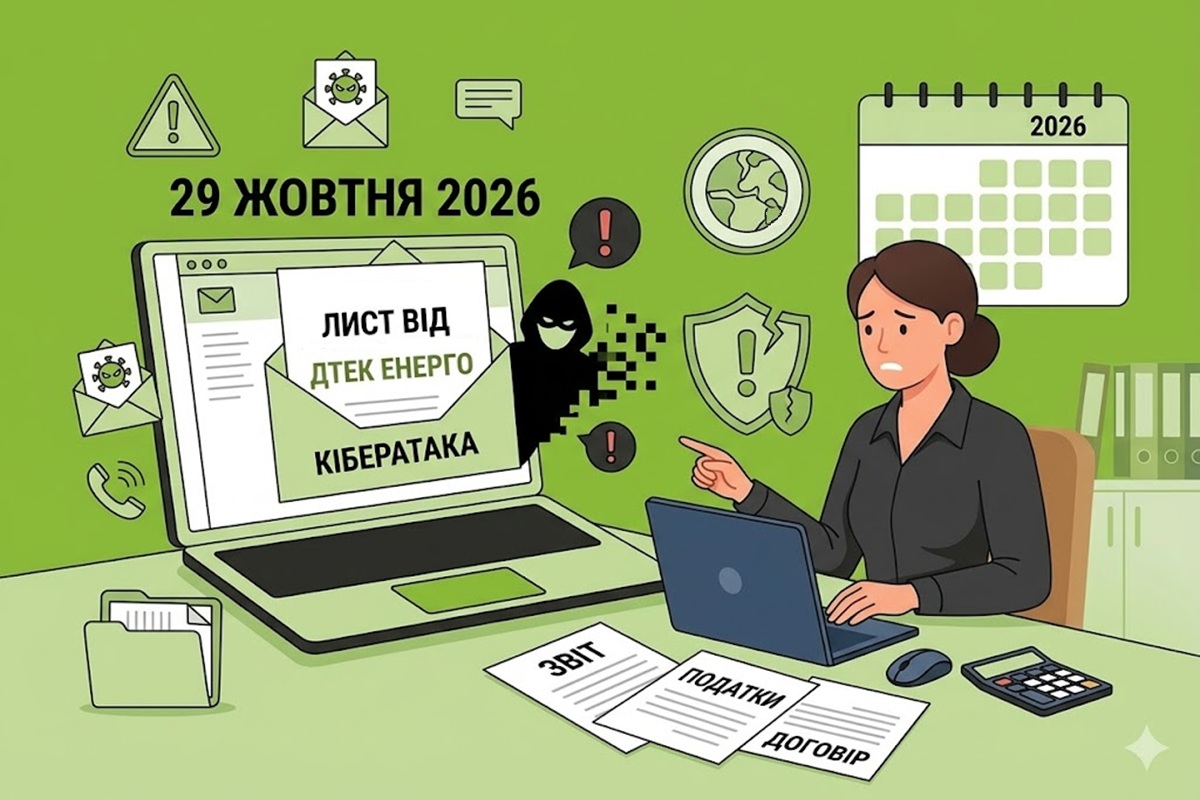 Листи від імені бухгалтера «ДТЕК Енерго»: нова кібератака від 29 жовтня 2026 року