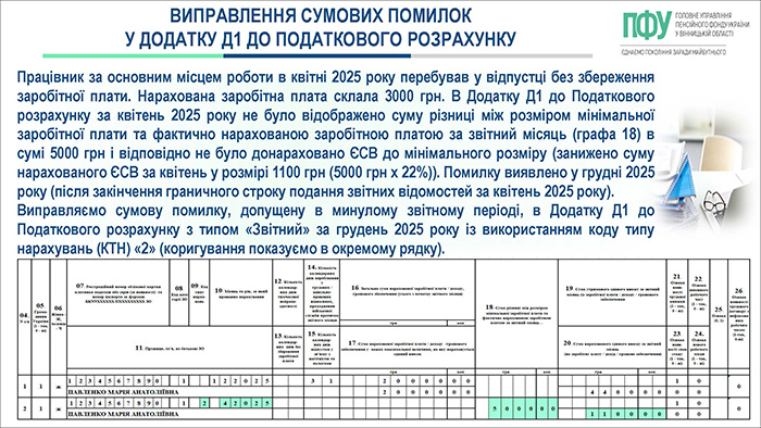 Правила виправлення помилок у Додатку Д1 до Податкового розрахунку (Слайд 8)