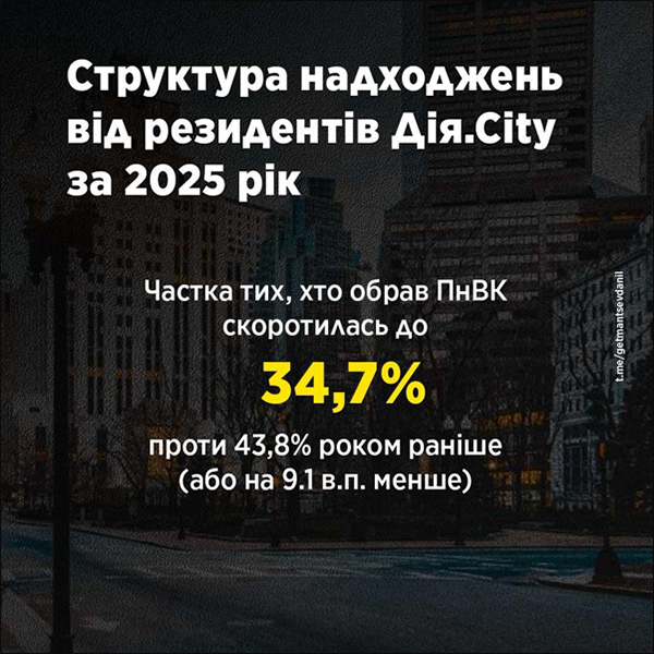 Структура надходжень від резидентів ДіяСіті за 2025 рік