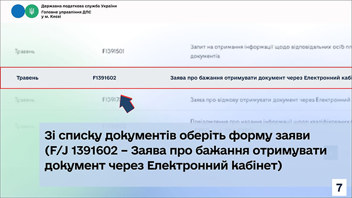 Як повідомити податкову про бажання отримувати документи через Електронний кабінет (Слайд 6)