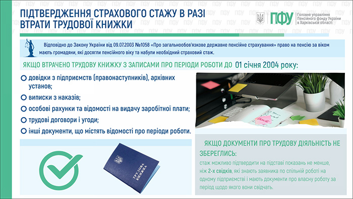Підтвердження страхового стажу в разі втрати трудової книжки