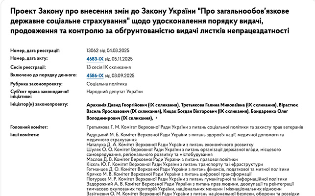 Оформлення листків непрацездатності по-новому у 2026 році: вже підписано Закон №4683!