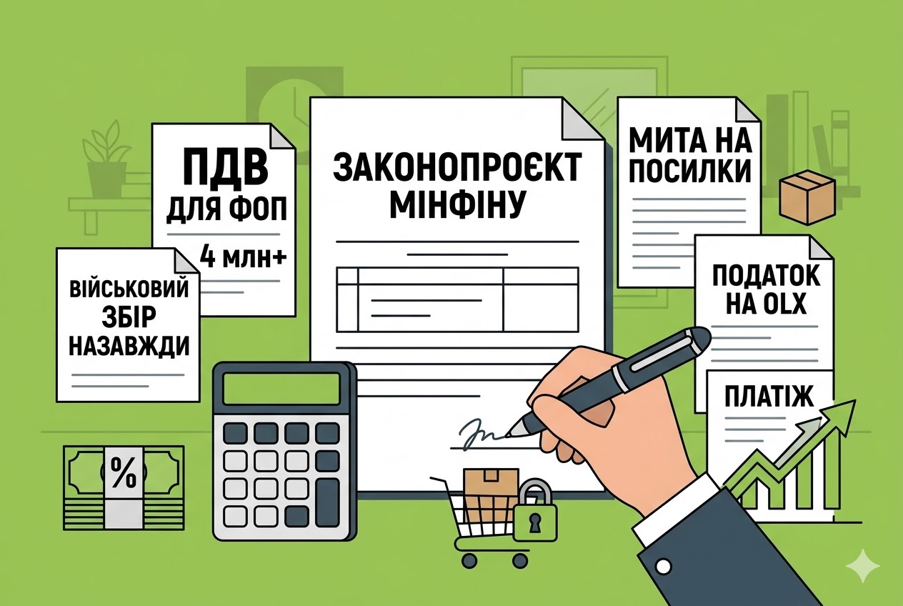 ПДВ для ФОПів з доходом від 4 млн, ВЗ назавжди, мита на посилки та податок на OLX: законопроєкт від Мінфіну
